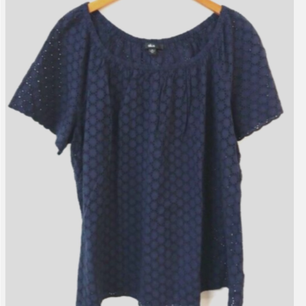 Ellos Navy Eyelet Blouse